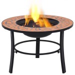 vidaXL Vatră de foc cu mozaic, cărămiziu, 68 cm, ceramică vidaXL Vatră de foc cu mozaic, cărămiziu, 68 cm, ceramică