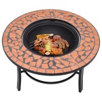 vidaXL Vatră de foc cu mozaic, cărămiziu, 68 cm, ceramică vidaXL Vatră de foc cu mozaic, cărămiziu, 68 cm, ceramică