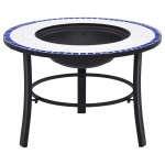 vidaXL Vatră de foc cu mozaic, albastru și alb, 68 cm, ceramică vidaXL Vatră de foc cu mozaic, albastru și alb, 68 cm, ceramică