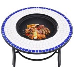 vidaXL Vatră de foc cu mozaic, albastru și alb, 68 cm, ceramică vidaXL Vatră de foc cu mozaic, albastru și alb, 68 cm, ceramică