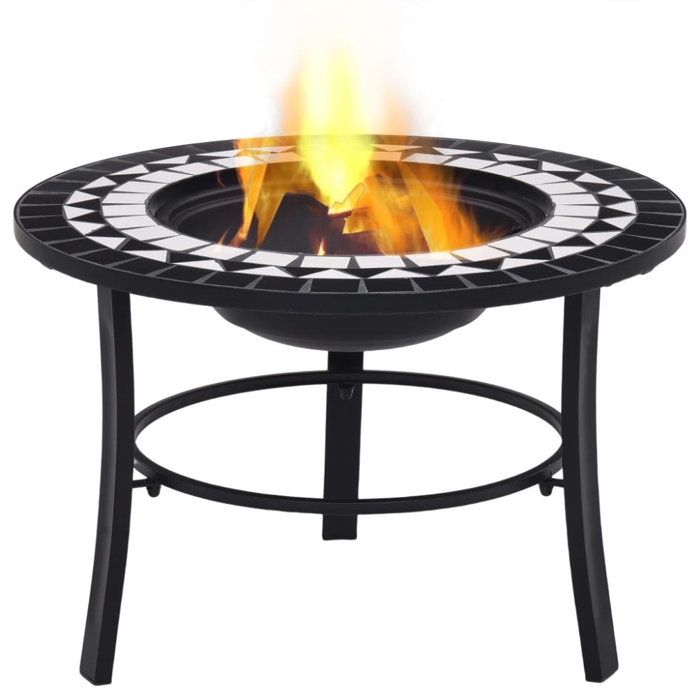 vidaXL Vatră de foc cu mozaic, negru și alb, 68 cm, ceramică