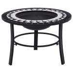 vidaXL Vatră de foc cu mozaic, negru și alb, 68 cm, ceramică vidaXL Vatră de foc cu mozaic, negru și alb, 68 cm, ceramică