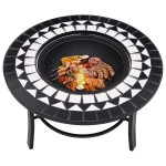 vidaXL Vatră de foc cu mozaic, negru și alb, 68 cm, ceramică vidaXL Vatră de foc cu mozaic, negru și alb, 68 cm, ceramică