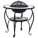 vidaXL Masă cu vatră de foc, mozaic albastru și alb, 68 cm, ceramică vidaXL Masă cu vatră de foc, mozaic albastru și alb, 68 cm, ceramică