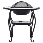 vidaXL Masă cu vatră de foc, mozaic albastru și alb, 68 cm, ceramică vidaXL Masă cu vatră de foc, mozaic albastru și alb, 68 cm, ceramică