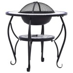 vidaXL Masă cu vatră de foc, mozaic albastru și alb, 68 cm, ceramică vidaXL Masă cu vatră de foc, mozaic albastru și alb, 68 cm, ceramică