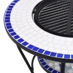 vidaXL Masă cu vatră de foc, mozaic albastru și alb, 68 cm, ceramică vidaXL Masă cu vatră de foc, mozaic albastru și alb, 68 cm, ceramică