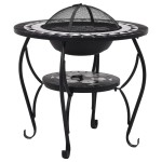 vidaXL Masă cu vatră de foc, mozaic negru și alb, 68 cm, ceramică vidaXL Masă cu vatră de foc, mozaic negru și alb, 68 cm, ceramică