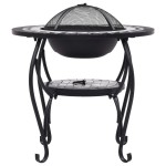 vidaXL Masă cu vatră de foc, mozaic negru și alb, 68 cm, ceramică vidaXL Masă cu vatră de foc, mozaic negru și alb, 68 cm, ceramică