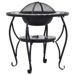 vidaXL Masă cu vatră de foc, mozaic negru și alb, 68 cm, ceramică vidaXL Masă cu vatră de foc, mozaic negru și alb, 68 cm, ceramică