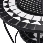 vidaXL Masă cu vatră de foc, mozaic negru și alb, 68 cm, ceramică vidaXL Masă cu vatră de foc, mozaic negru și alb, 68 cm, ceramică