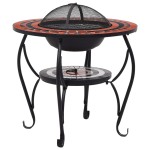 vidaXL Masă cu vatră de foc, mozaic, cărămiziu și alb, 68 cm, ceramică vidaXL Masă cu vatră de foc, mozaic, cărămiziu și alb, 68 cm, ceramică