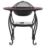 vidaXL Masă cu vatră de foc, mozaic, cărămiziu și alb, 68 cm, ceramică vidaXL Masă cu vatră de foc, mozaic, cărămiziu și alb, 68 cm, ceramică