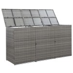 vidaXL Magazie de pubele triplă, antracit, 229x78x120 cm, poliratan