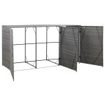 vidaXL Magazie de pubele triplă, antracit, 229x78x120 cm, poliratan