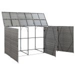 vidaXL Magazie de pubele triplă, antracit, 229x78x120 cm, poliratan