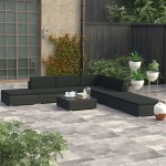vidaXL Set mobilier de grădină cu perne, 8 piese, negru, poliratan vidaXL Set mobilier de grădină cu perne, 8 piese, negru, poliratan