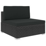 vidaXL Set mobilier de grădină cu perne, 8 piese, negru, poliratan vidaXL Set mobilier de grădină cu perne, 8 piese, negru, poliratan