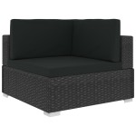 vidaXL Set mobilier de grădină cu perne, 8 piese, negru, poliratan vidaXL Set mobilier de grădină cu perne, 8 piese, negru, poliratan