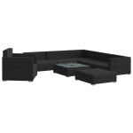 vidaXL Set mobilier de grădină cu perne, 8 piese, negru, poliratan vidaXL Set mobilier de grădină cu perne, 8 piese, negru, poliratan