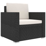 vidaXL Set mobilier de grădină cu perne, 8 piese, negru, poliratan vidaXL Set mobilier de grădină cu perne, 8 piese, negru, poliratan