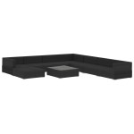 vidaXL Set mobilier de grădină cu perne, 9 piese, negru, poliratan