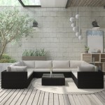 vidaXL Set mobilier de grădină cu perne, 9 piese, negru, poliratan vidaXL Set mobilier de grădină cu perne, 9 piese, negru, poliratan