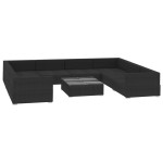 vidaXL Set mobilier de grădină cu perne, 9 piese, negru, poliratan vidaXL Set mobilier de grădină cu perne, 9 piese, negru, poliratan