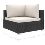 vidaXL Set mobilier de grădină cu perne, 9 piese, negru, poliratan vidaXL Set mobilier de grădină cu perne, 9 piese, negru, poliratan