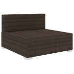 vidaXL Scaun modular de mijloc, 1 buc., maro, poliratan, cu perne vidaXL Scaun modular de mijloc, 1 buc., maro, poliratan, cu perne