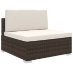 vidaXL Scaun modular de mijloc, 1 buc., maro, poliratan, cu perne vidaXL Scaun modular de mijloc, 1 buc., maro, poliratan, cu perne
