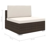 vidaXL Scaun modular de mijloc, 1 buc., maro, poliratan, cu perne vidaXL Scaun modular de mijloc, 1 buc., maro, poliratan, cu perne