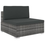 vidaXL Scaun modular de mijloc, 1 buc., gri, poliratan, cu perne vidaXL Scaun modular de mijloc, 1 buc., gri, poliratan, cu perne