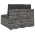 vidaXL Scaun modular de mijloc, 1 buc., gri, poliratan, cu perne vidaXL Scaun modular de mijloc, 1 buc., gri, poliratan, cu perne