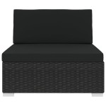 vidaXL Scaun modular de mijloc, 1 buc., negru, poliratan, cu perne vidaXL Scaun modular de mijloc, 1 buc., negru, poliratan, cu perne