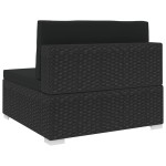 vidaXL Scaun modular de mijloc, 1 buc., negru, poliratan, cu perne vidaXL Scaun modular de mijloc, 1 buc., negru, poliratan, cu perne