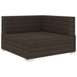 vidaXL Scaun modular de colț, 1 buc., maro, poliratan, cu perne vidaXL Scaun modular de colț, 1 buc., maro, poliratan, cu perne