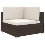 vidaXL Scaun modular de colț, 1 buc., maro, poliratan, cu perne vidaXL Scaun modular de colț, 1 buc., maro, poliratan, cu perne