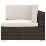 vidaXL Scaun modular de colț, 1 buc., maro, poliratan, cu perne vidaXL Scaun modular de colț, 1 buc., maro, poliratan, cu perne
