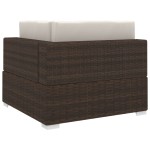 vidaXL Scaun modular de colț, 1 buc., maro, poliratan, cu perne vidaXL Scaun modular de colț, 1 buc., maro, poliratan, cu perne