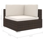 vidaXL Scaun modular de colț, 1 buc., maro, poliratan, cu perne vidaXL Scaun modular de colț, 1 buc., maro, poliratan, cu perne