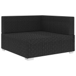 vidaXL Scaun modular de colț, 1 buc., negru, poliratan, cu perne vidaXL Scaun modular de colț, 1 buc., negru, poliratan, cu perne