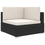 vidaXL Scaun modular de colț, 1 buc., negru, poliratan, cu perne vidaXL Scaun modular de colț, 1 buc., negru, poliratan, cu perne