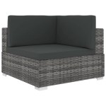 vidaXL Scaun modular de colț, 1 buc., gri, poliratan, cu perne vidaXL Scaun modular de colț, 1 buc., gri, poliratan, cu perne
