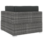 vidaXL Scaun modular de colț, 1 buc., gri, poliratan, cu perne vidaXL Scaun modular de colț, 1 buc., gri, poliratan, cu perne