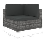 vidaXL Scaun modular de colț, 1 buc., gri, poliratan, cu perne vidaXL Scaun modular de colț, 1 buc., gri, poliratan, cu perne