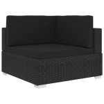 vidaXL Scaun modular de colț, 1 buc., negru, poliratan, cu perne vidaXL Scaun modular de colț, 1 buc., negru, poliratan, cu perne