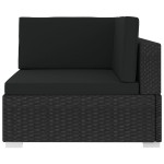 vidaXL Scaun modular de colț, 1 buc., negru, poliratan, cu perne vidaXL Scaun modular de colț, 1 buc., negru, poliratan, cu perne