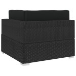 vidaXL Scaun modular de colț, 1 buc., negru, poliratan, cu perne vidaXL Scaun modular de colț, 1 buc., negru, poliratan, cu perne
