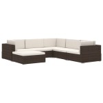 vidaXL Taburet modular, 1 buc., negru, poliratan, cu pernă vidaXL Taburet modular, 1 buc., negru, poliratan, cu pernă